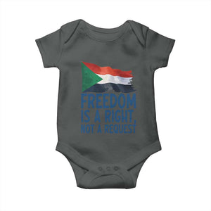 Freedom Is a Right Not a Request Baby Onesie Sudan Flag Human Rights Supporters TS02 Dark Heather Print Your Wear