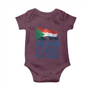 Freedom Is a Right Not a Request Baby Onesie Sudan Flag Human Rights Supporters TS02 Maroon Print Your Wear