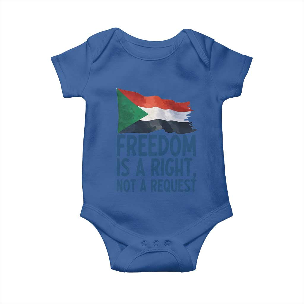 Freedom Is a Right Not a Request Baby Onesie Sudan Flag Human Rights Supporters TS02 Royal Blue Print Your Wear