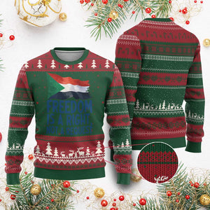 Freedom Is a Right Not a Request Ugly Christmas Sweater Sudan Flag Human Rights Supporters TS02 Red Green Print Your Wear