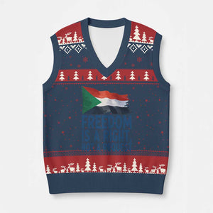 Freedom Is a Right Not a Request V-Neck Knit Sweater Vest Sudan Flag Human Rights Supporters TS02 Navy Red Print Your Wear