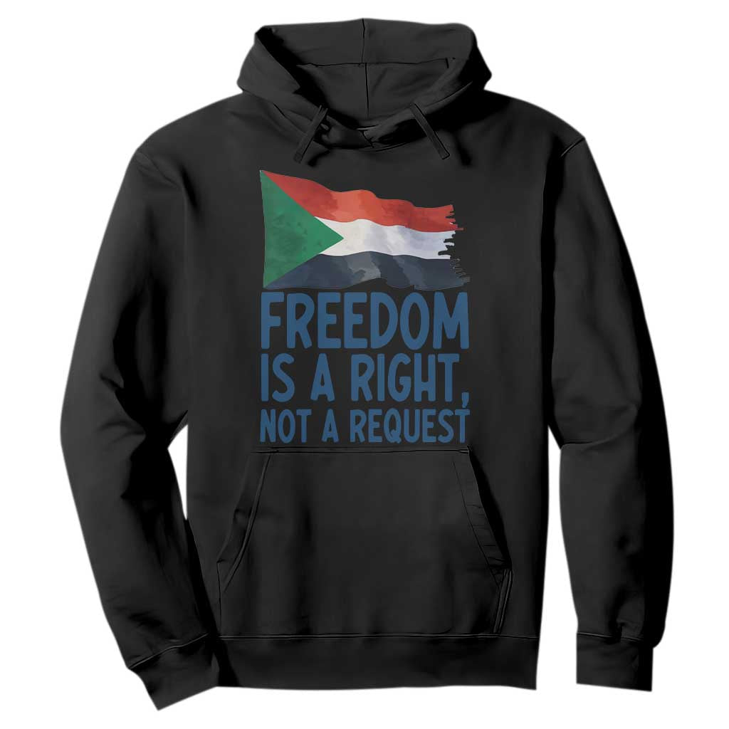 Freedom Is a Right Not a Request Hoodie Sudan Flag Human Rights Supporters TS02 Black Print Your Wear