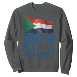 Freedom Is a Right Not a Request Sweatshirt Sudan Flag Human Rights Supporters TS02 Dark Heather Print Your Wear
