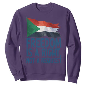 Freedom Is a Right Not a Request Sweatshirt Sudan Flag Human Rights Supporters TS02 Purple Print Your Wear