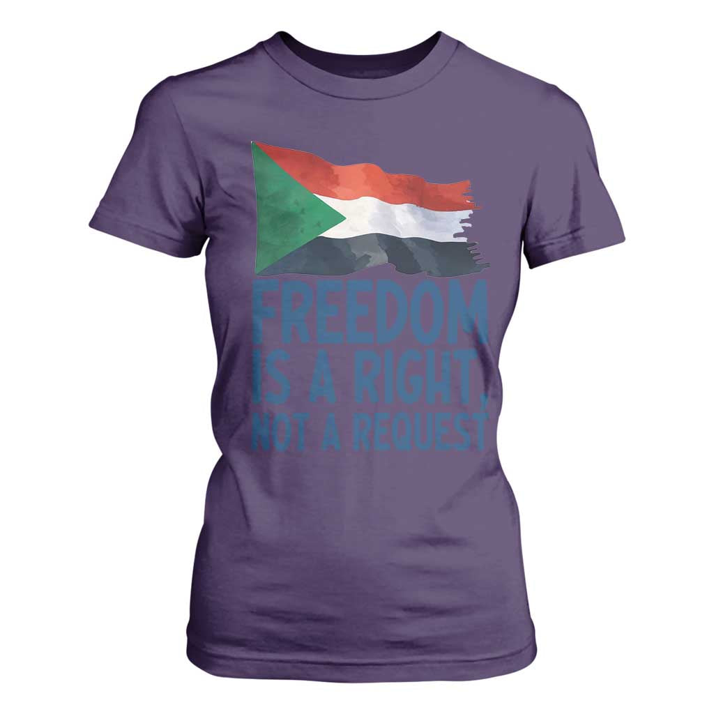 Freedom Is a Right Not a Request T Shirt For Women Sudan Flag Human Rights Supporters TS02 Purple Print Your Wear