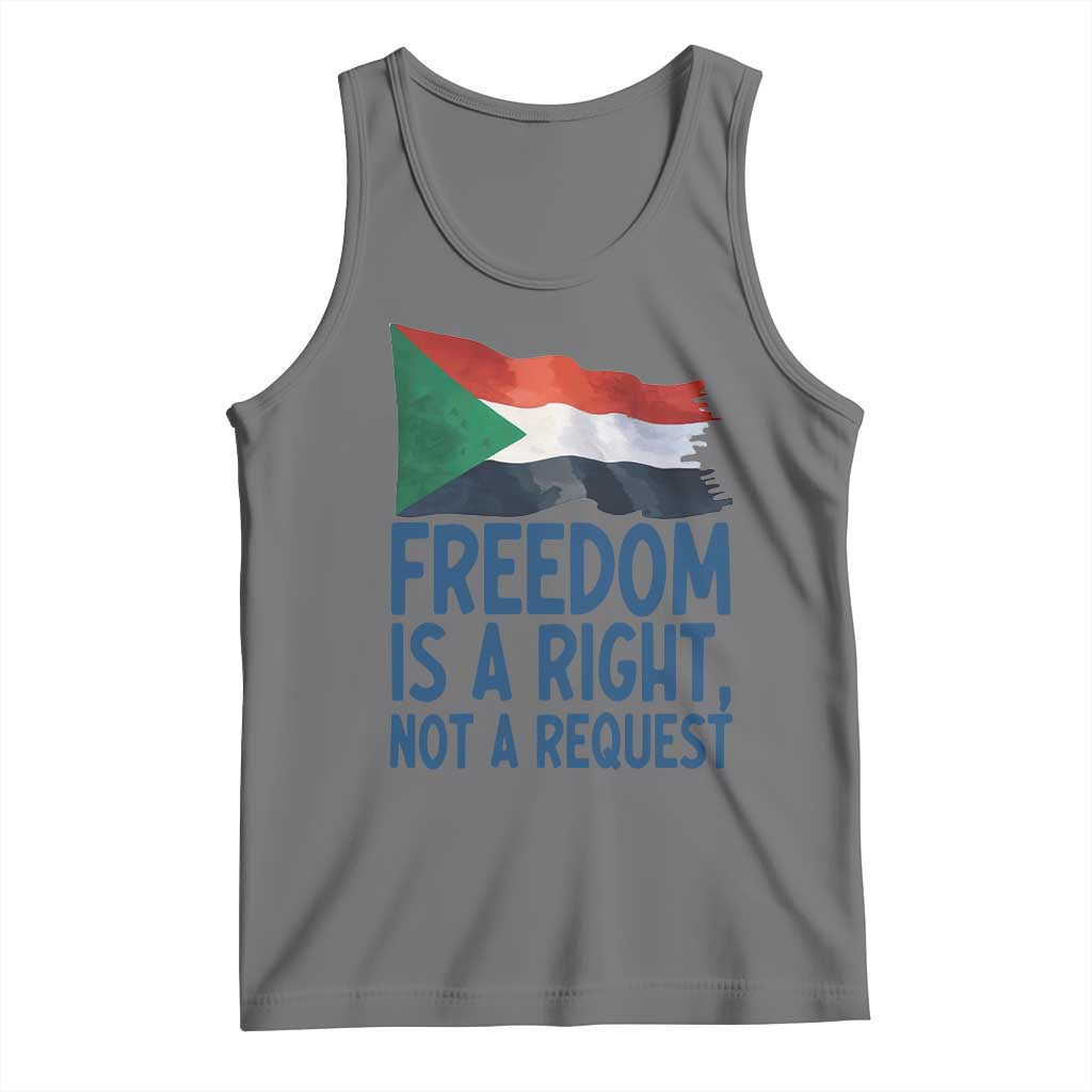 Freedom Is a Right Not a Request Tank Top Sudan Flag Human Rights Supporters TS02 Black Heather Print Your Wear