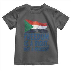 Freedom Is a Right Not a Request Toddler T Shirt Sudan Flag Human Rights Supporters TS02 Dark Heather Print Your Wear