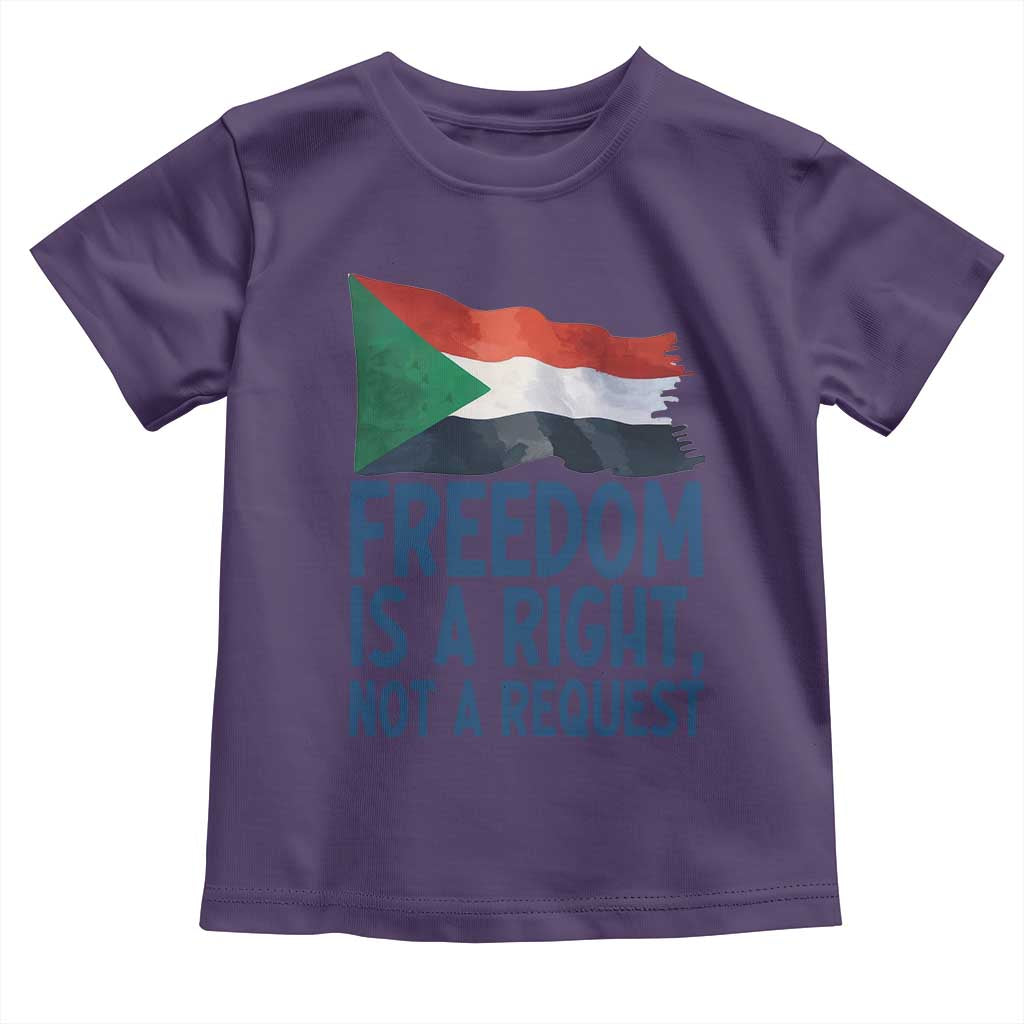 Freedom Is a Right Not a Request Toddler T Shirt Sudan Flag Human Rights Supporters TS02 Purple Print Your Wear