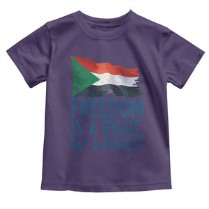 Freedom Is a Right Not a Request Toddler T Shirt Sudan Flag Human Rights Supporters TS02 Purple Print Your Wear