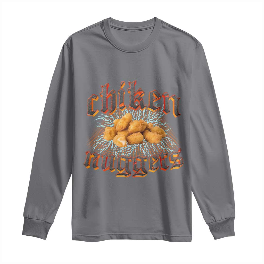 Chicken Nuggets Long Sleeve Shirt Heavy Metal World Tour Hardcore Music TS02 Charcoal Print Your Wear