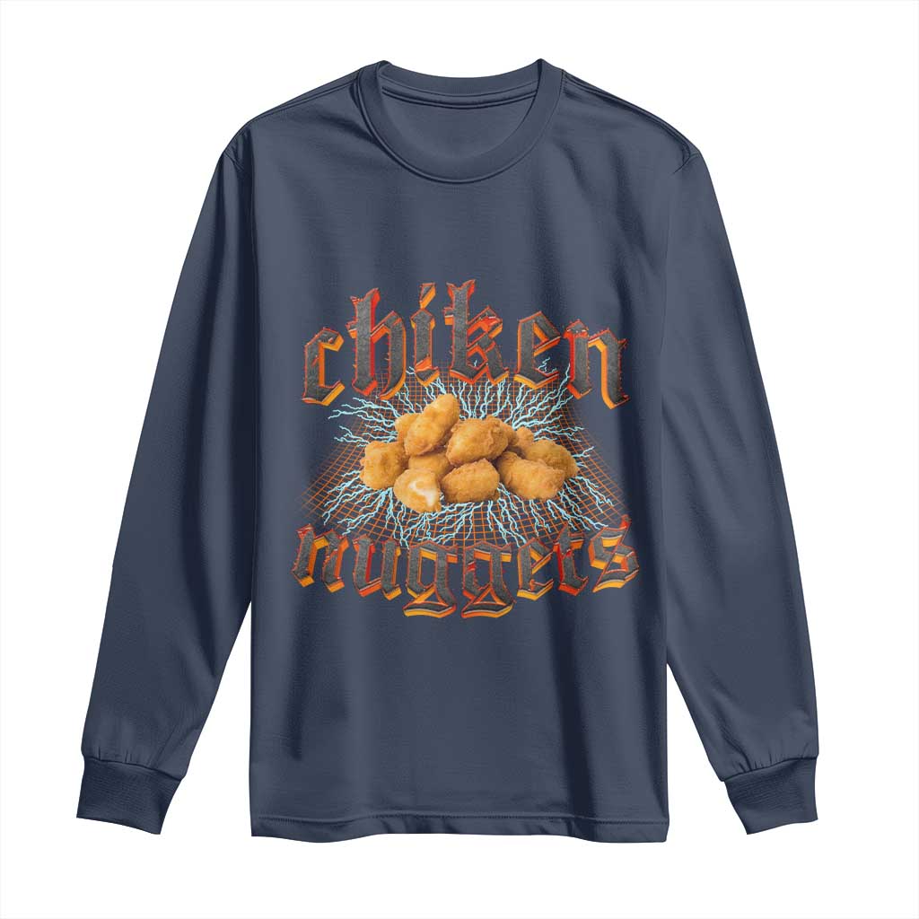 Chicken Nuggets Long Sleeve Shirt Heavy Metal World Tour Hardcore Music TS02 Navy Print Your Wear
