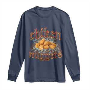 Chicken Nuggets Long Sleeve Shirt Heavy Metal World Tour Hardcore Music TS02 Navy Print Your Wear