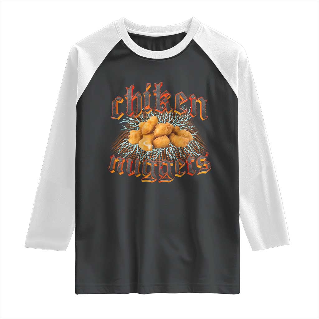 Chicken Nuggets Raglan Shirt Heavy Metal World Tour Hardcore Music TS02 Black White Print Your Wear