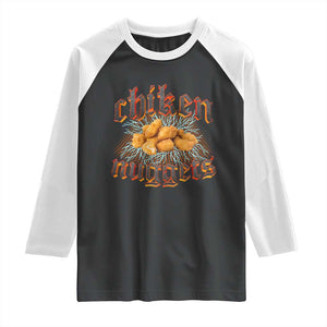 Chicken Nuggets Raglan Shirt Heavy Metal World Tour Hardcore Music TS02 Black White Print Your Wear