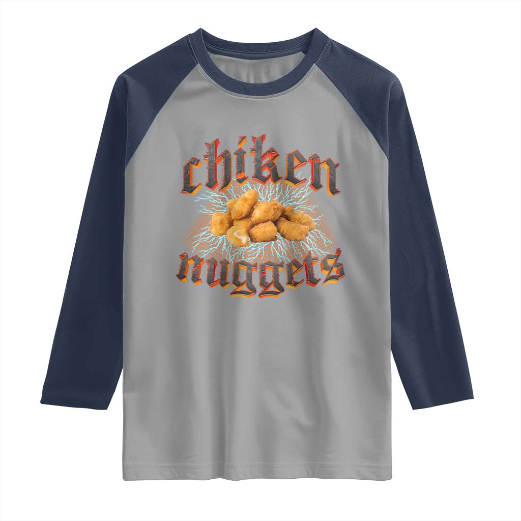 Chicken Nuggets Raglan Shirt Heavy Metal World Tour Hardcore Music TS02 Sport Gray Navy Print Your Wear
