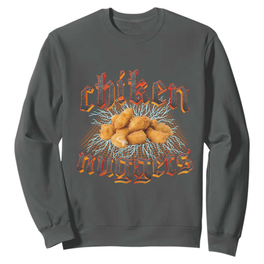 Chicken Nuggets Sweatshirt Heavy Metal World Tour Hardcore Music TS02 Dark Heather Print Your Wear
