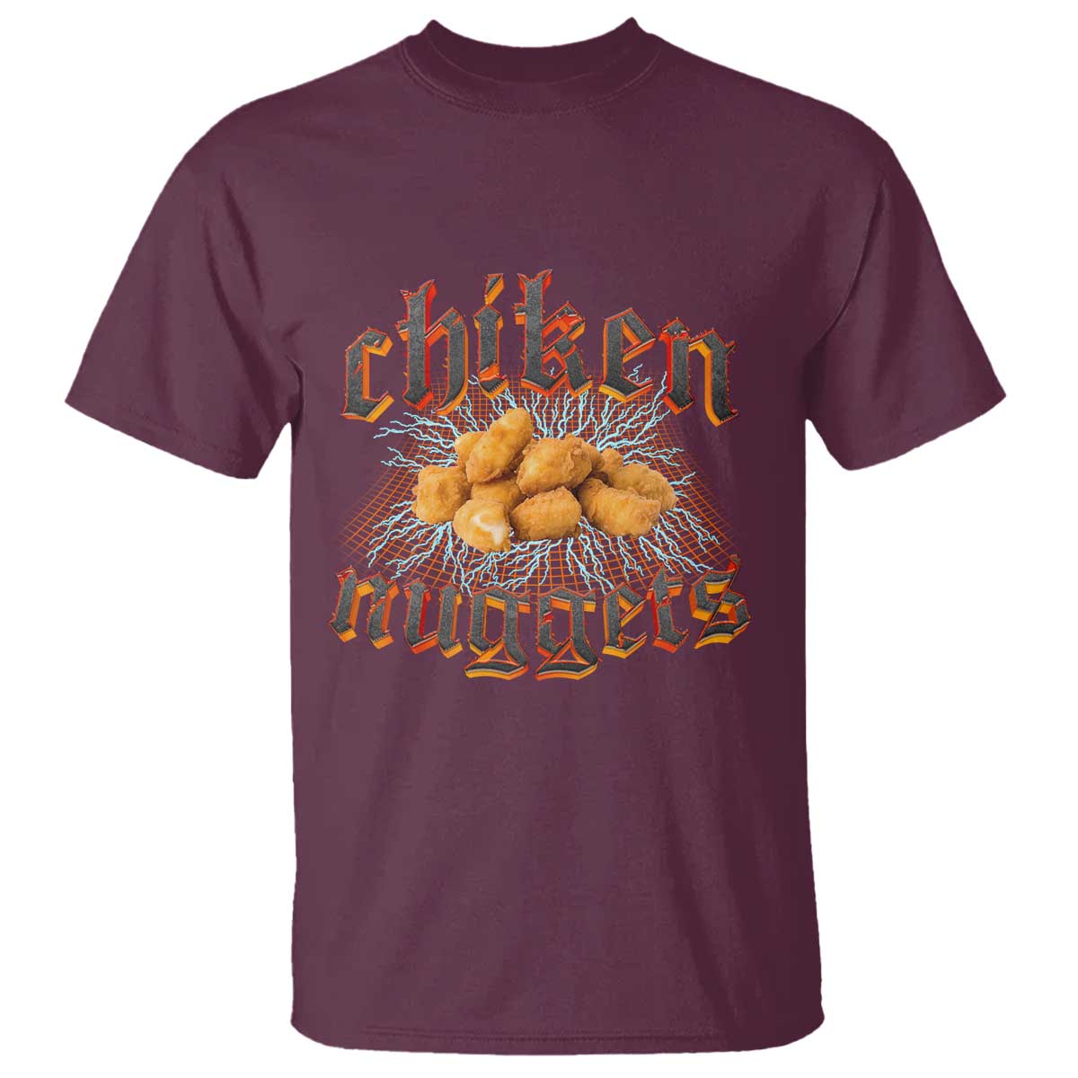 Chicken Nuggets T Shirt Heavy Metal World Tour Hardcore Music TS02 Maroon Print Your Wear