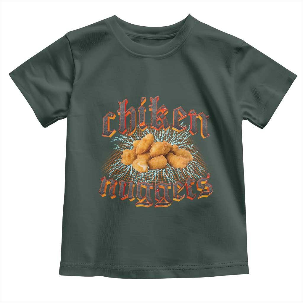 Chicken Nuggets Toddler T Shirt Heavy Metal World Tour Hardcore Music TS02 Dark Forest Green Print Your Wear