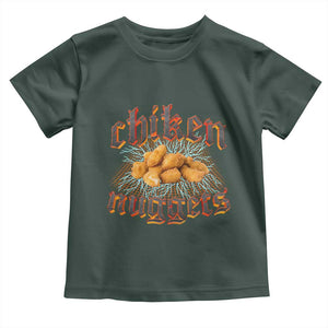 Chicken Nuggets Toddler T Shirt Heavy Metal World Tour Hardcore Music TS02 Dark Forest Green Print Your Wear