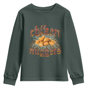 Chicken Nuggets Youth Sweatshirt Heavy Metal World Tour Hardcore Music TS02 Dark Forest Green Print Your Wear