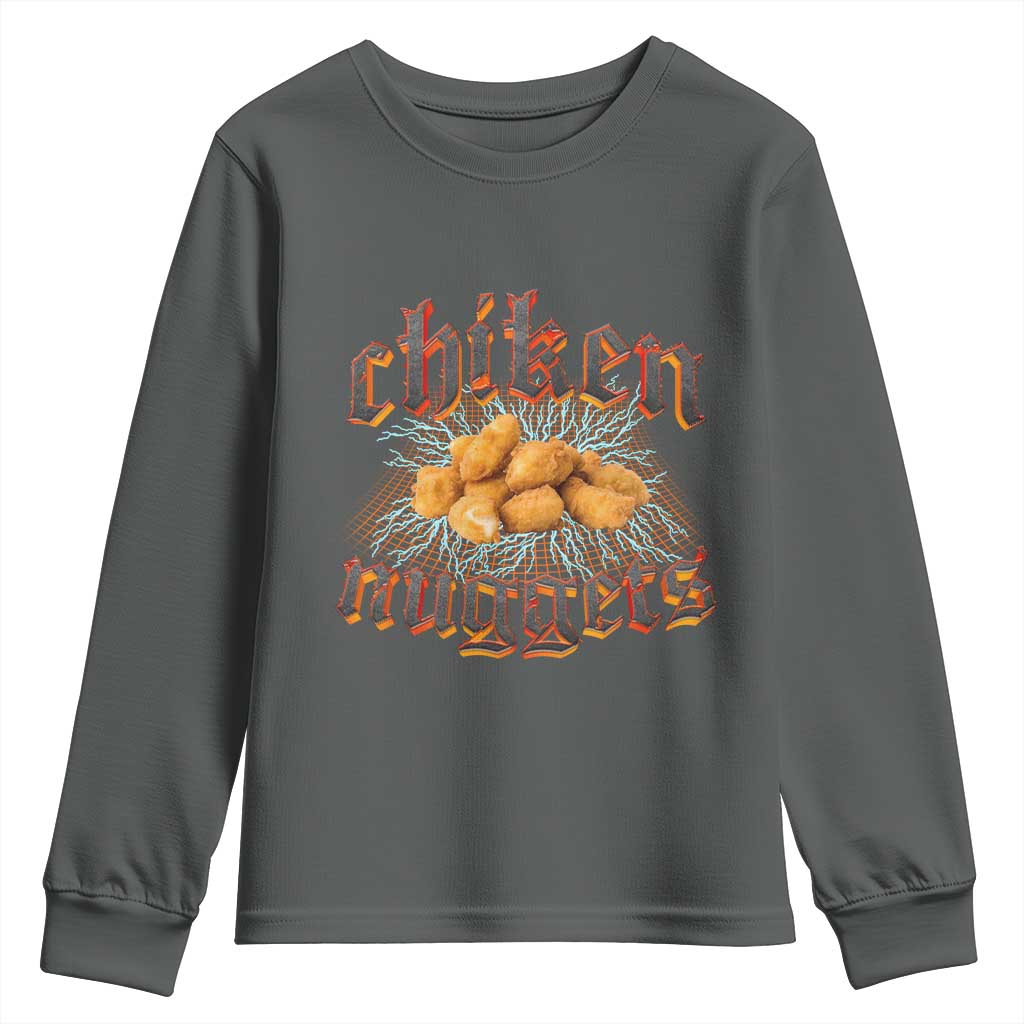 Chicken Nuggets Youth Sweatshirt Heavy Metal World Tour Hardcore Music TS02 Dark Heather Print Your Wear