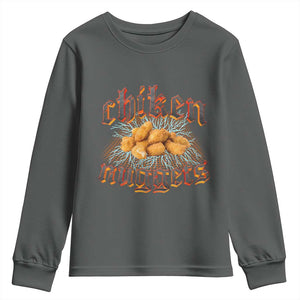Chicken Nuggets Youth Sweatshirt Heavy Metal World Tour Hardcore Music TS02 Dark Heather Print Your Wear