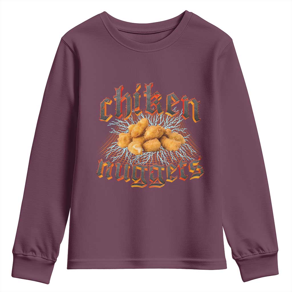 Chicken Nuggets Youth Sweatshirt Heavy Metal World Tour Hardcore Music TS02 Maroon Print Your Wear