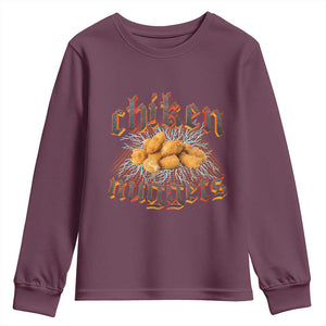 Chicken Nuggets Youth Sweatshirt Heavy Metal World Tour Hardcore Music TS02 Maroon Print Your Wear
