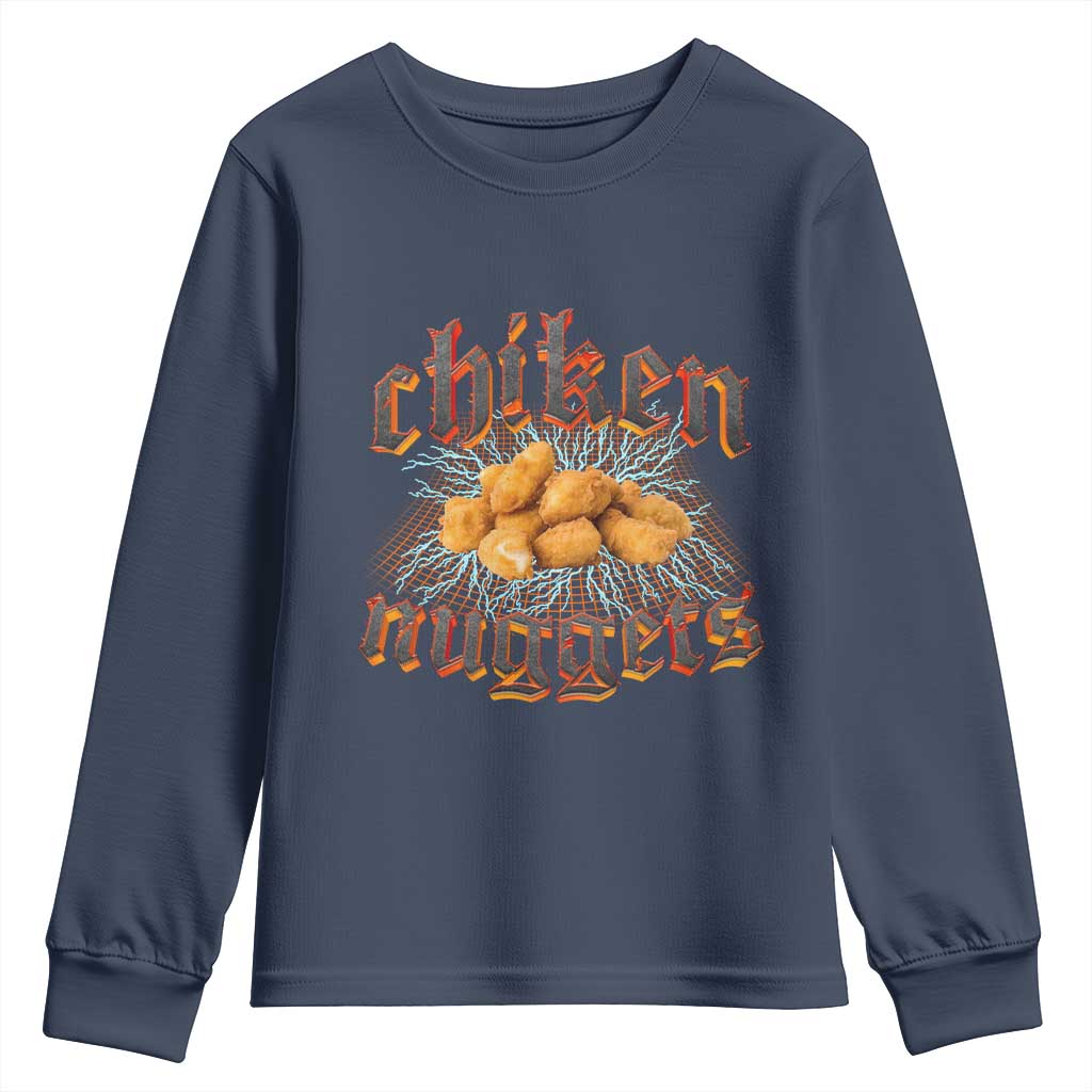 Chicken Nuggets Youth Sweatshirt Heavy Metal World Tour Hardcore Music TS02 Navy Print Your Wear