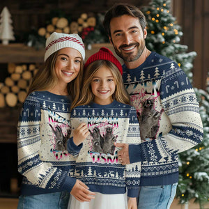 Funny Autism Raccoon Meme Knit Sweatshirt Rizz Em With The Tism Autistic Raccoons TS02 Navy Print Your Wear