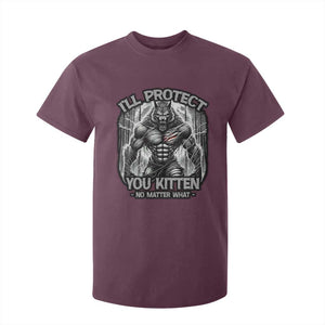 Funny Alpha Wolf Meme T Shirt For Kid I'll Protect You Kitten Humorous Cringe TS02 Maroon Print Your Wear