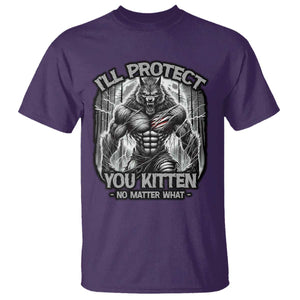 Funny Alpha Wolf Meme T Shirt I'll Protect You Kitten Humorous Cringe TS02 Purple Print Your Wear