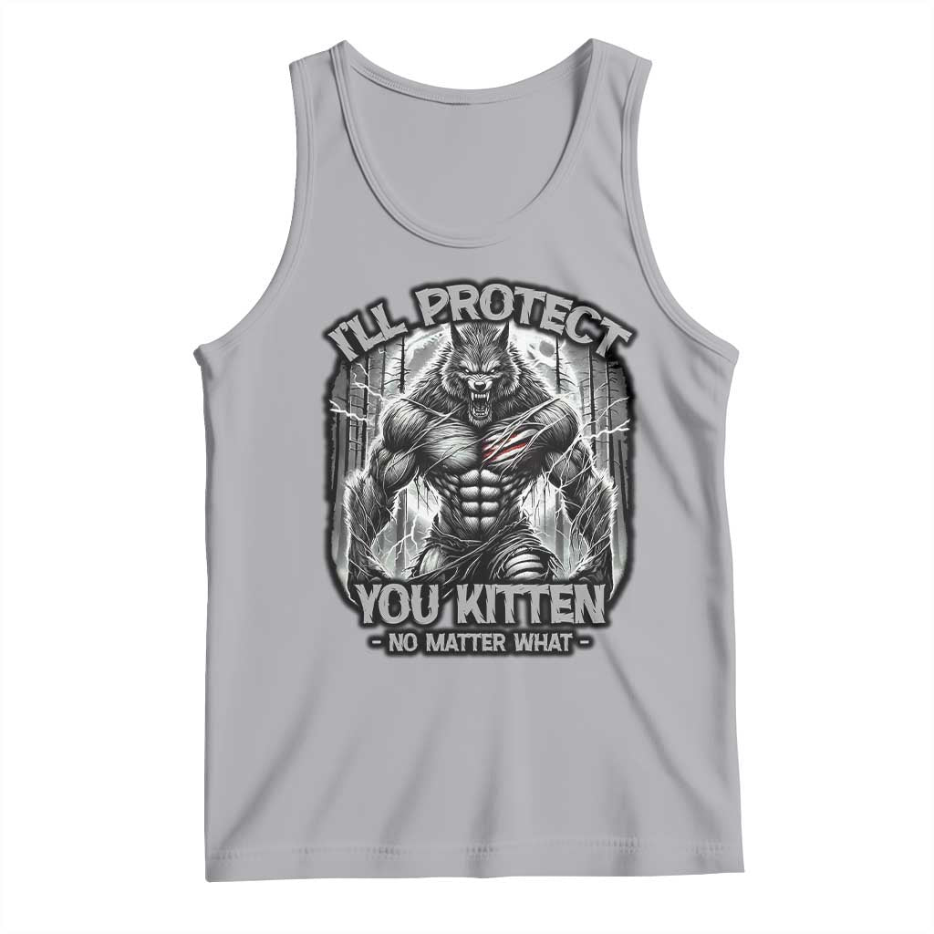 Funny Alpha Wolf Meme Tank Top I'll Protect You Kitten Humorous Cringe TS02 Athletic Heather Print Your Wear