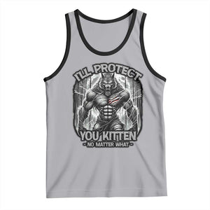 Funny Alpha Wolf Meme Tank Top I'll Protect You Kitten Humorous Cringe TS02 Athletic Heather Black Print Your Wear