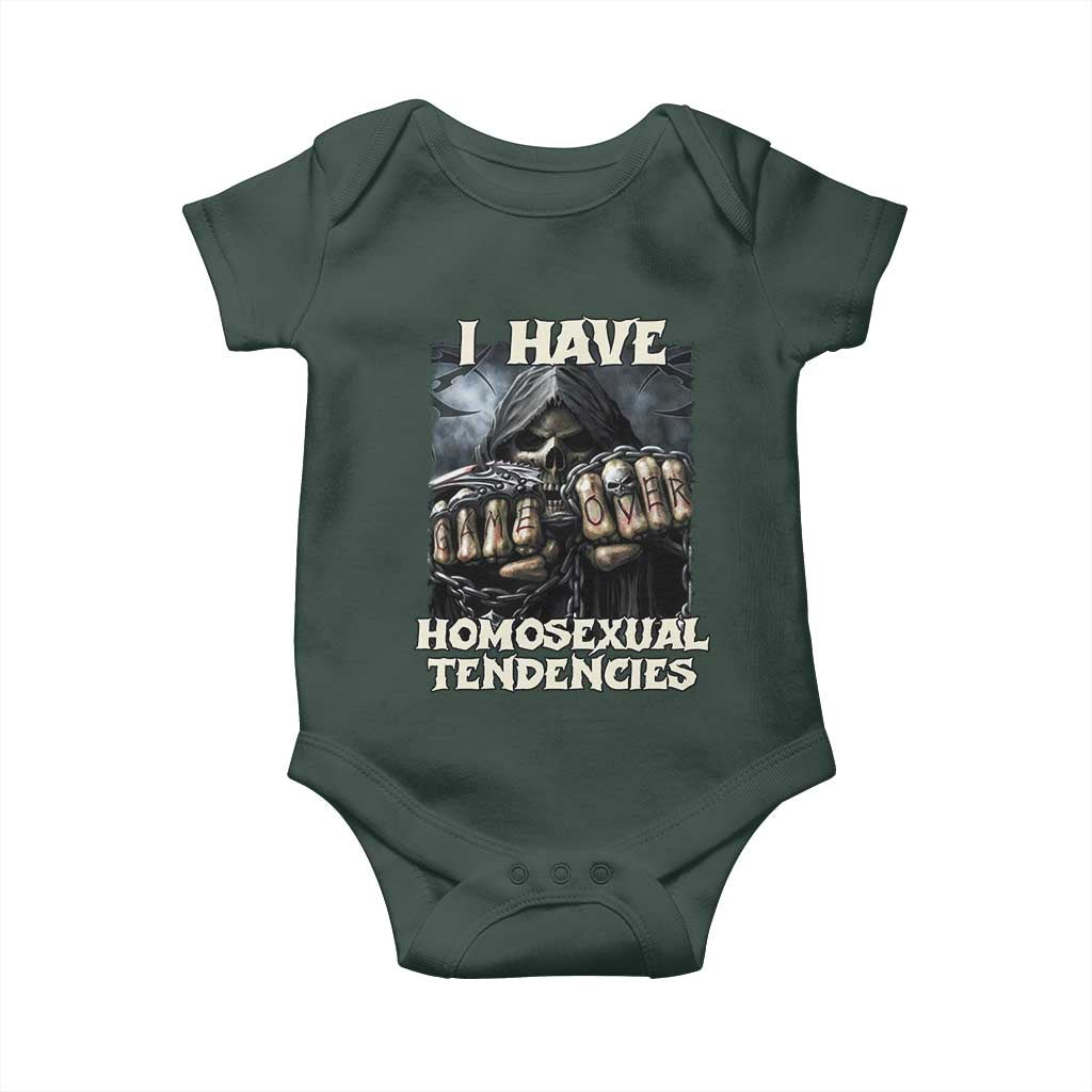 Skeleton Meme Baby Onesie I Have Homosexual Tendencies Funny Edgy Hard Cringe TS02 Print Your Wear