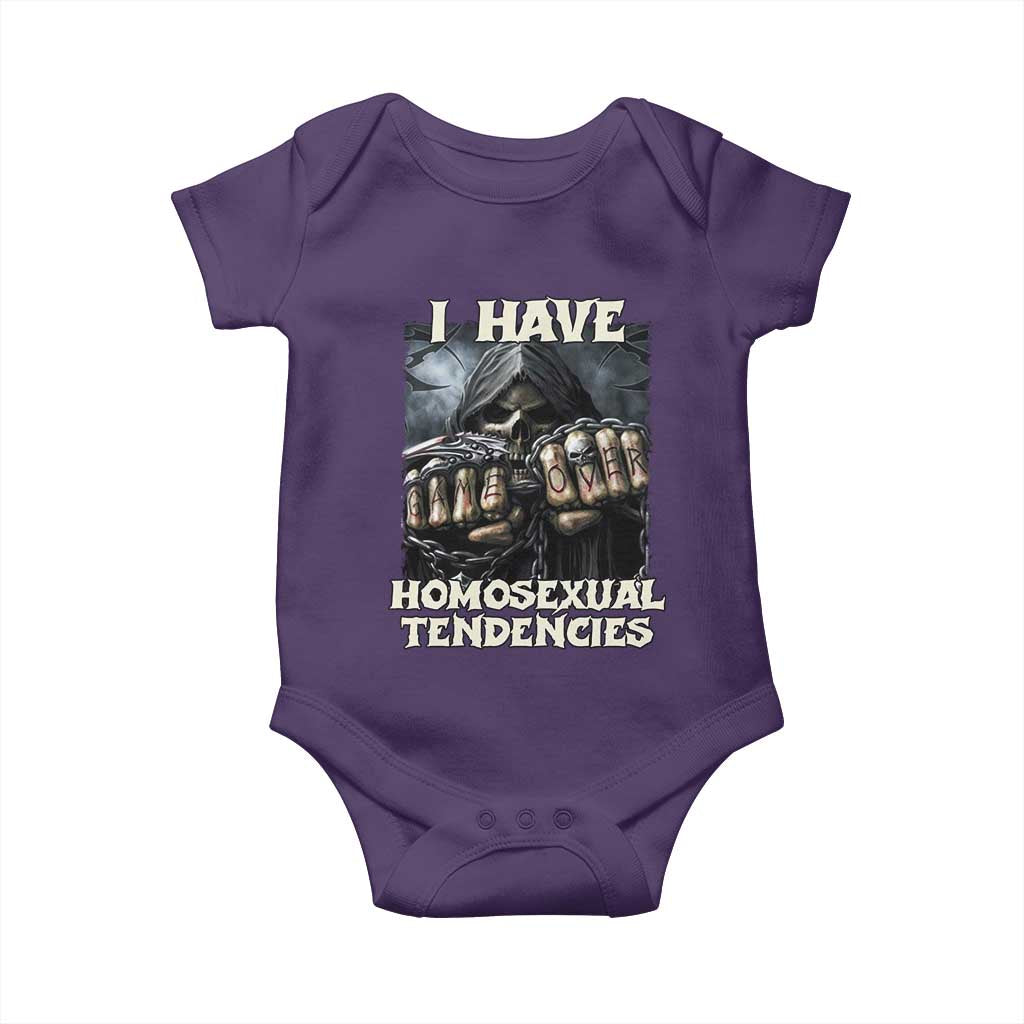 Skeleton Meme Baby Onesie I Have Homosexual Tendencies Funny Edgy Hard Cringe TS02 Purple Print Your Wear