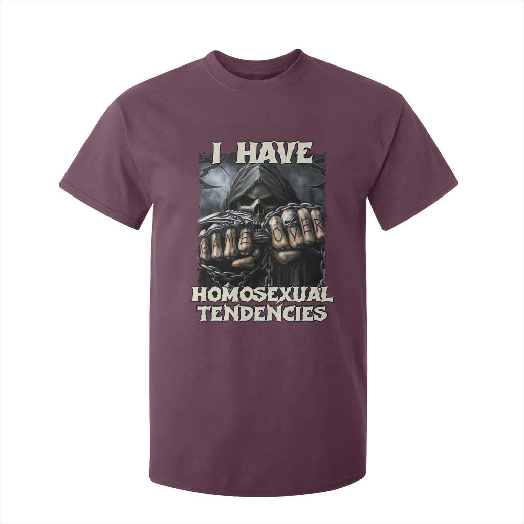 Skeleton Meme T Shirt For Kid I Have Homosexual Tendencies Funny Edgy Hard Cringe TS02 Maroon Print Your Wear