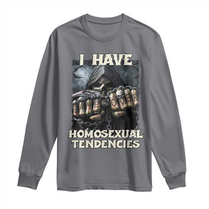 Skeleton Meme Long Sleeve Shirt I Have Homosexual Tendencies Funny Edgy Hard Cringe TS02 Charcoal Print Your Wear