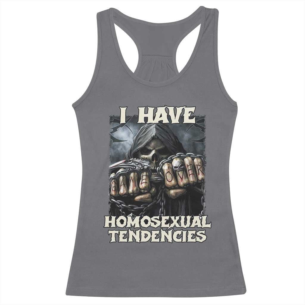 Skeleton Meme Racerback Tank Top I Have Homosexual Tendencies Funny Edgy Hard Cringe TS02 Charcoal Print Your Wear