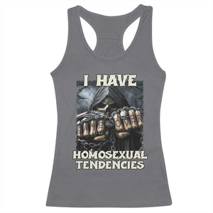 Skeleton Meme Racerback Tank Top I Have Homosexual Tendencies Funny Edgy Hard Cringe TS02 Charcoal Print Your Wear