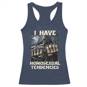 Skeleton Meme Racerback Tank Top I Have Homosexual Tendencies Funny Edgy Hard Cringe TS02 Navy Print Your Wear
