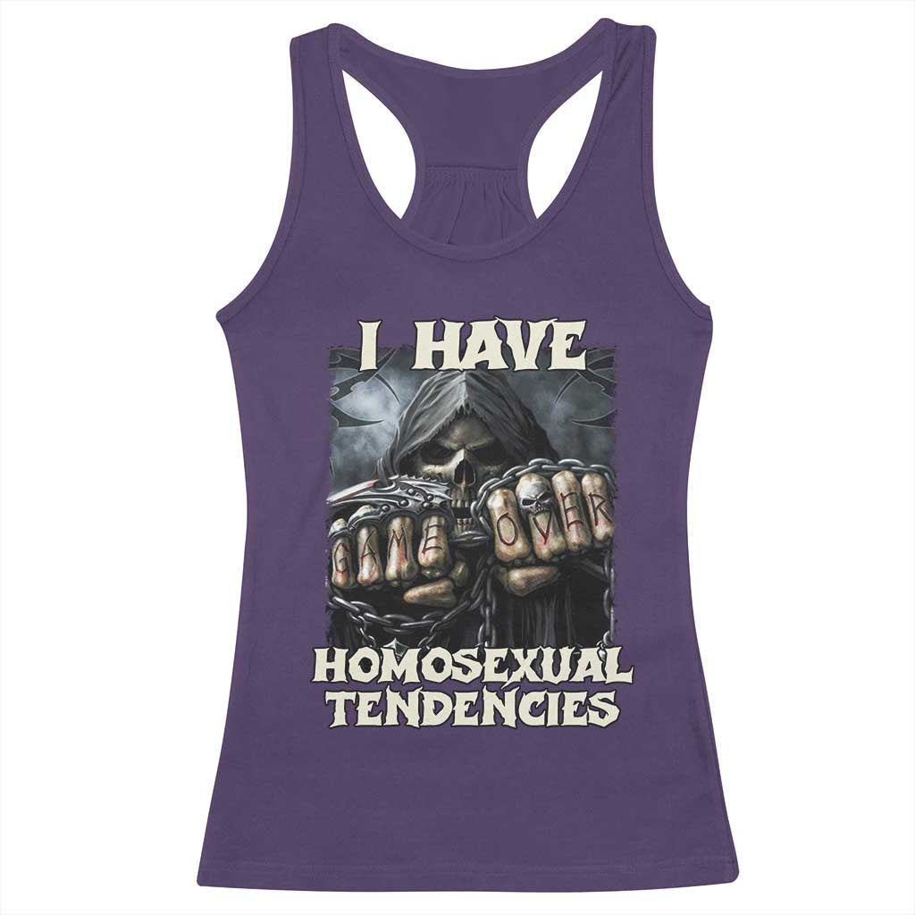 Skeleton Meme Racerback Tank Top I Have Homosexual Tendencies Funny Edgy Hard Cringe TS02 Purple Print Your Wear