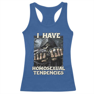 Skeleton Meme Racerback Tank Top I Have Homosexual Tendencies Funny Edgy Hard Cringe TS02 Royal Blue Print Your Wear
