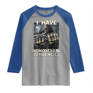 Skeleton Meme Raglan Shirt I Have Homosexual Tendencies Funny Edgy Hard Cringe TS02 Sport Gray Royal Print Your Wear