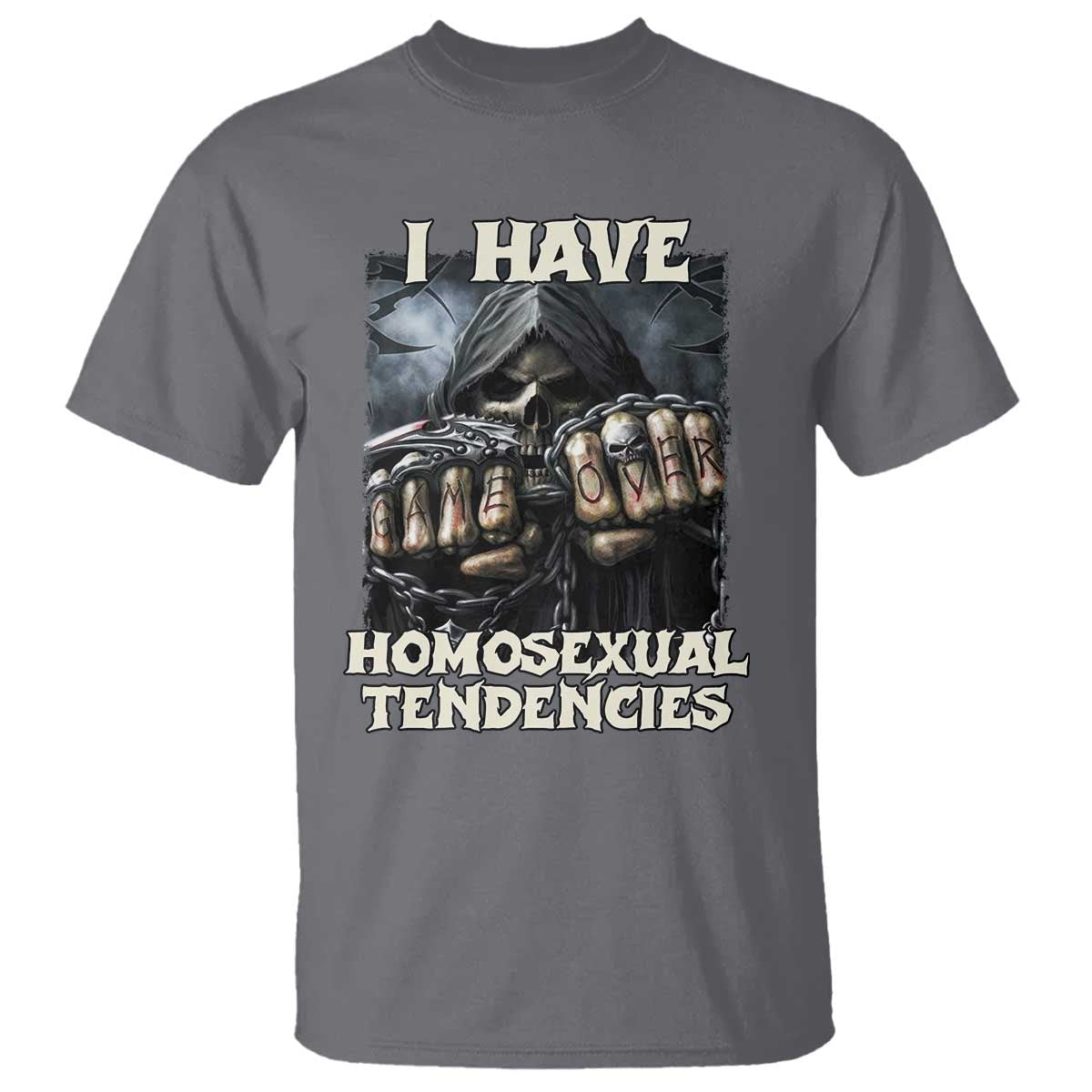 Skeleton Meme T Shirt I Have Homosexual Tendencies Funny Edgy Hard Cringe TS02 Charcoal Print Your Wear
