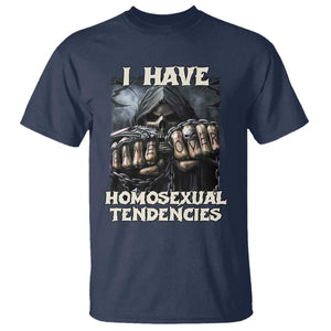 Skeleton Meme T Shirt I Have Homosexual Tendencies Funny Edgy Hard Cringe TS02 Navy Print Your Wear