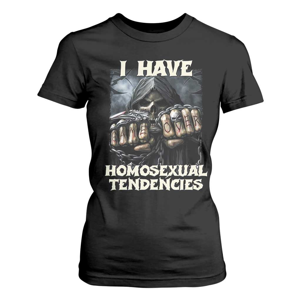 Skeleton Meme T Shirt For Women I Have Homosexual Tendencies Funny Edgy Hard Cringe TS02 Black Print Your Wear