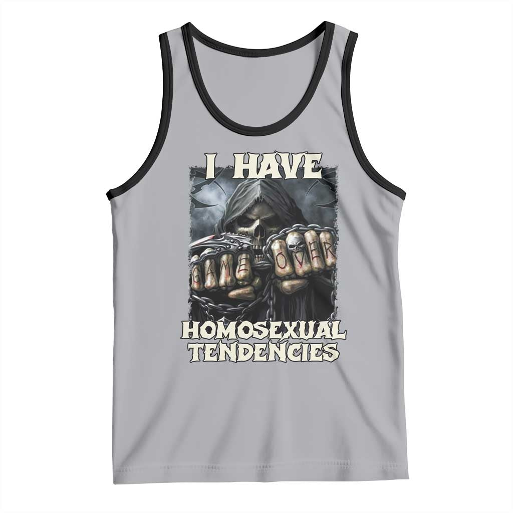 Skeleton Meme Tank Top I Have Homosexual Tendencies Funny Edgy Hard Cringe TS02 Athletic Heather Black Print Your Wear