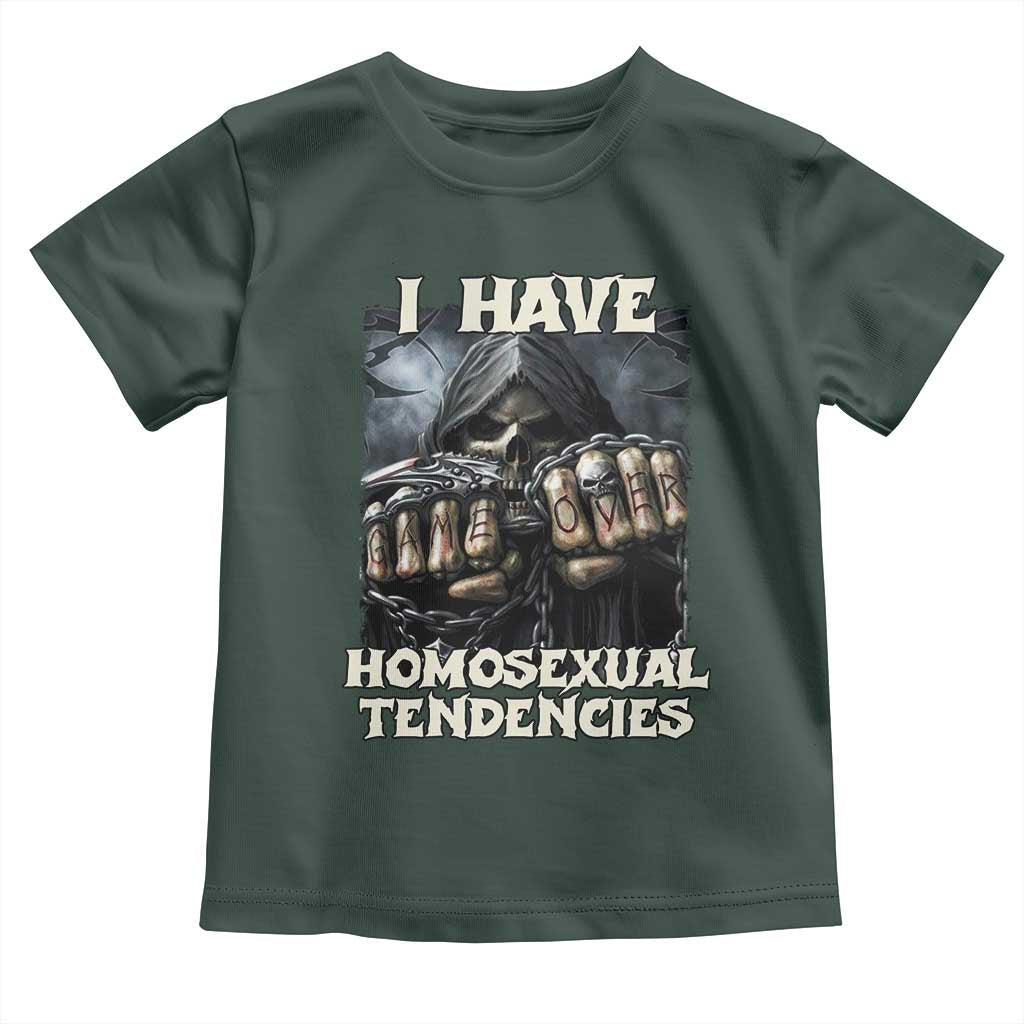 Skeleton Meme Toddler T Shirt I Have Homosexual Tendencies Funny Edgy Hard Cringe TS02 Dark Forest Green Print Your Wear