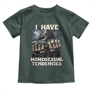 Skeleton Meme Toddler T Shirt I Have Homosexual Tendencies Funny Edgy Hard Cringe TS02 Dark Forest Green Print Your Wear
